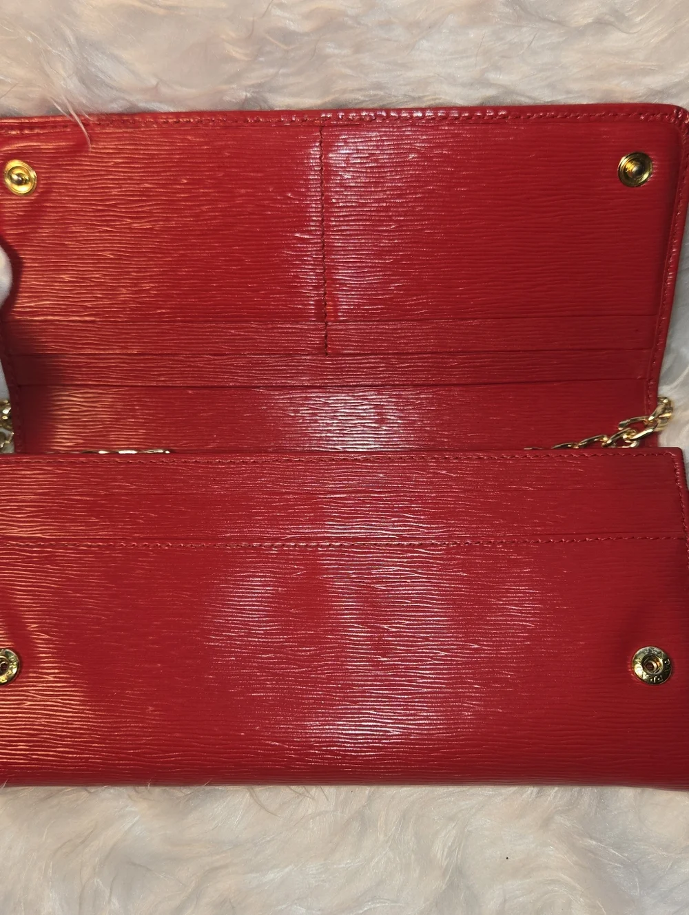 Prada Red Saffiano Vitello Move Wallet Crossbody Bag Id Card Holder With Chain - Picture 7 of 14